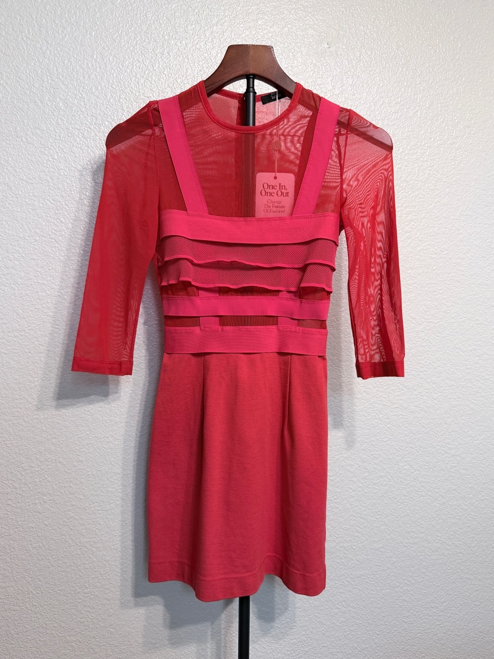 Markus Lupfer Sheer Striped Red Party Luxury Long Sleeve Dress - Women’s XS FLAW